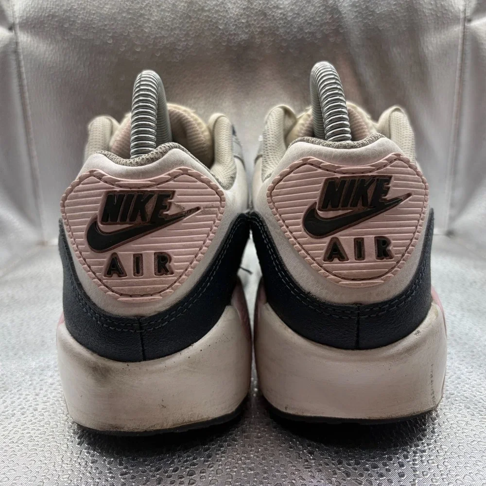 Size 7Y Nike Air Max 90 White Pink Kids Athletic Sneaker Shoes‎ HF6358-104